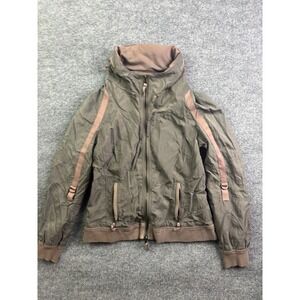 Sandwich Windbreaker Jacket Womens 38 Olive Green Zip Up Hidden Hood Utility